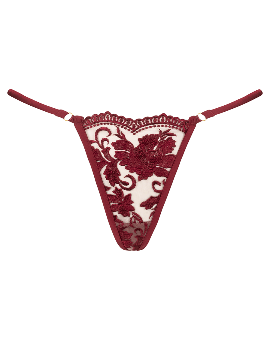 Embroidery G-String In Ruby Wine - Kilo Brava