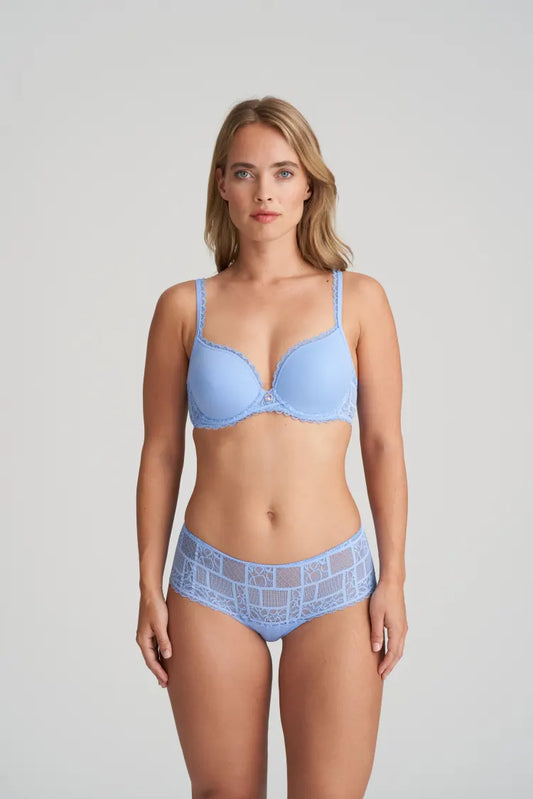Wolf & Whistle Fuller Bust high apex lace up front bra in blue