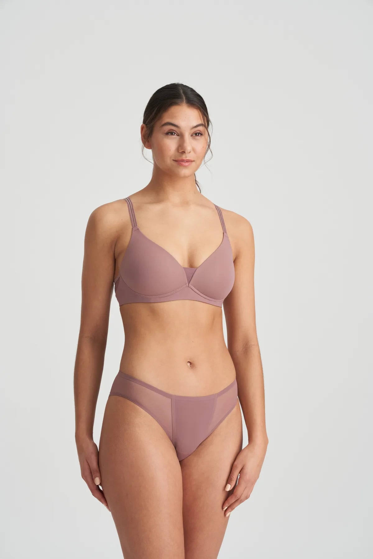 Louie Full Cup Wireless Bra In Satin Taupe - Marie Jo