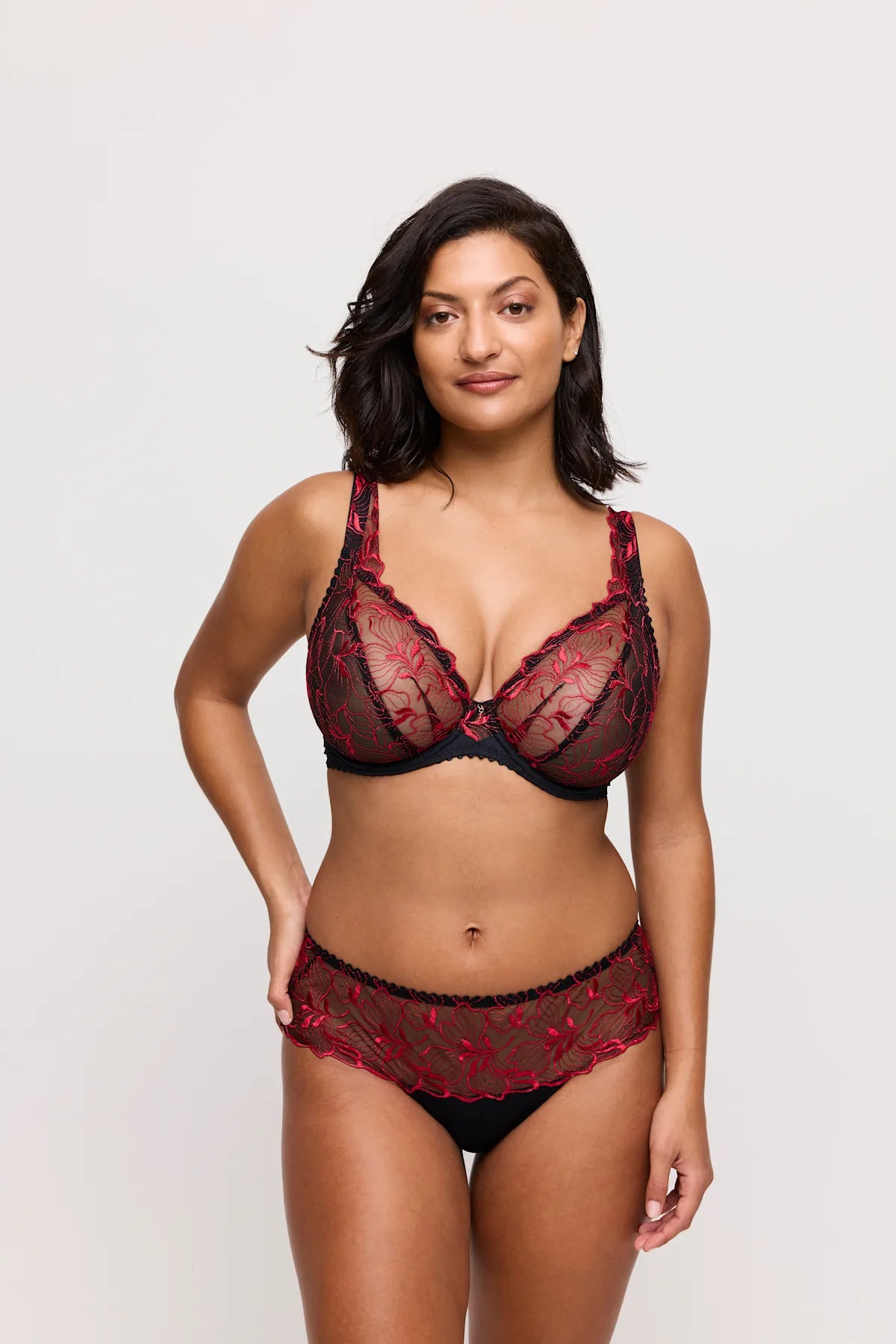 Springdale Plunge Bra In Black Rose - Prima Donna