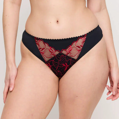 Springdale Luxury Thong In Black Rose - Prima Donna