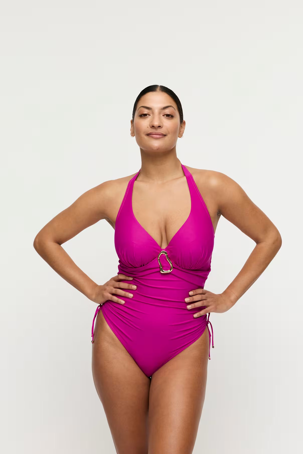 Uvita Plunge Swimsuit in Deep Magenta - Prima Donna