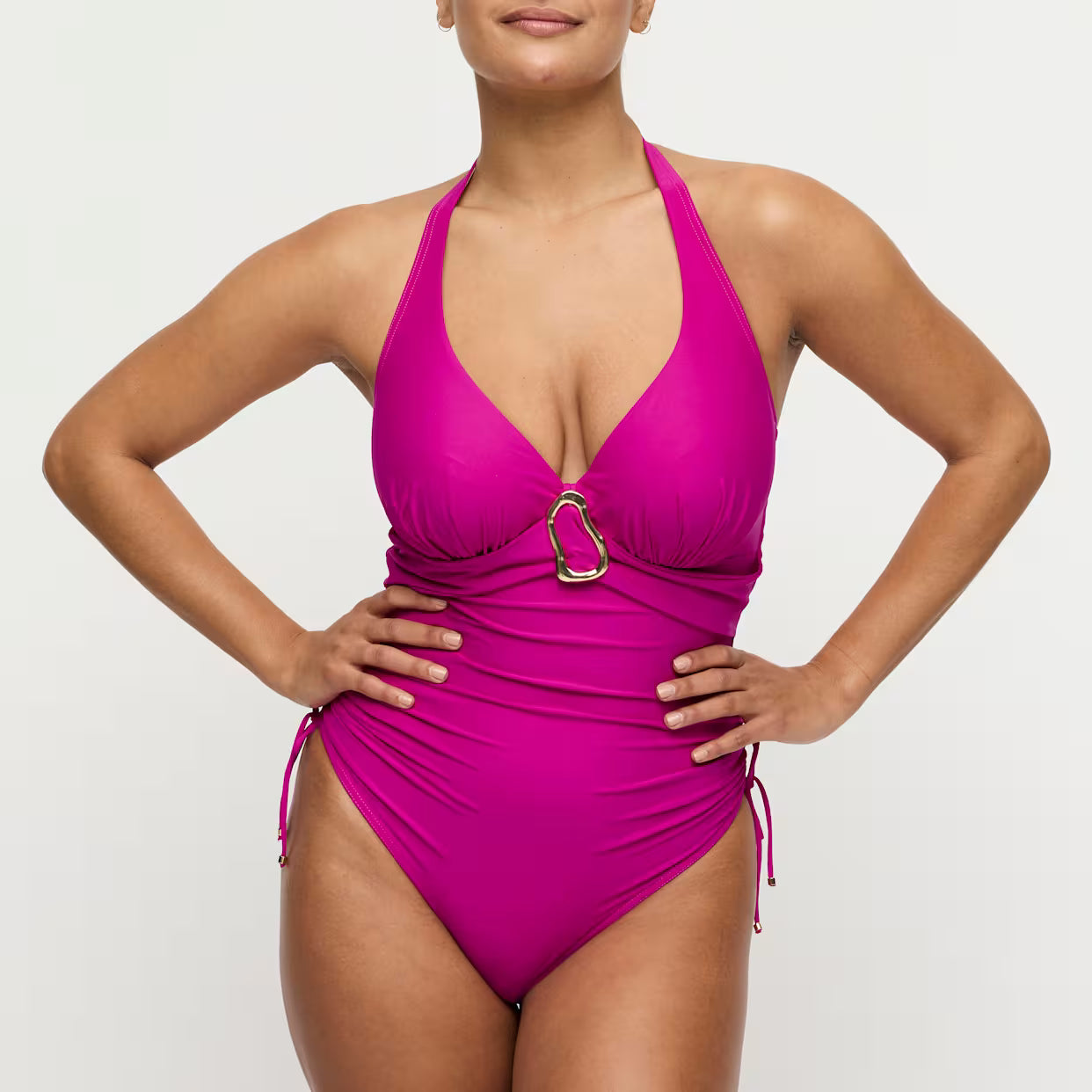 Uvita Plunge Swimsuit in Deep Magenta - Prima Donna