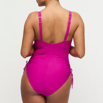 Uvita Plunge Swimsuit in Deep Magenta - Prima Donna