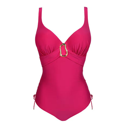 Uvita Plunge Swimsuit in Deep Magenta - Prima Donna