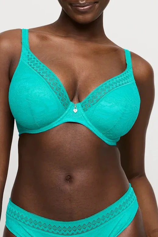 Palermo Half Padded Plunge Bra In Sunny Teal - Prima Donna Twist
