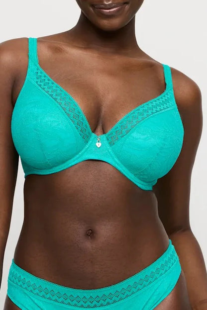 Palermo Half Padded Plunge Bra In Sunny Teal - Prima Donna Twist