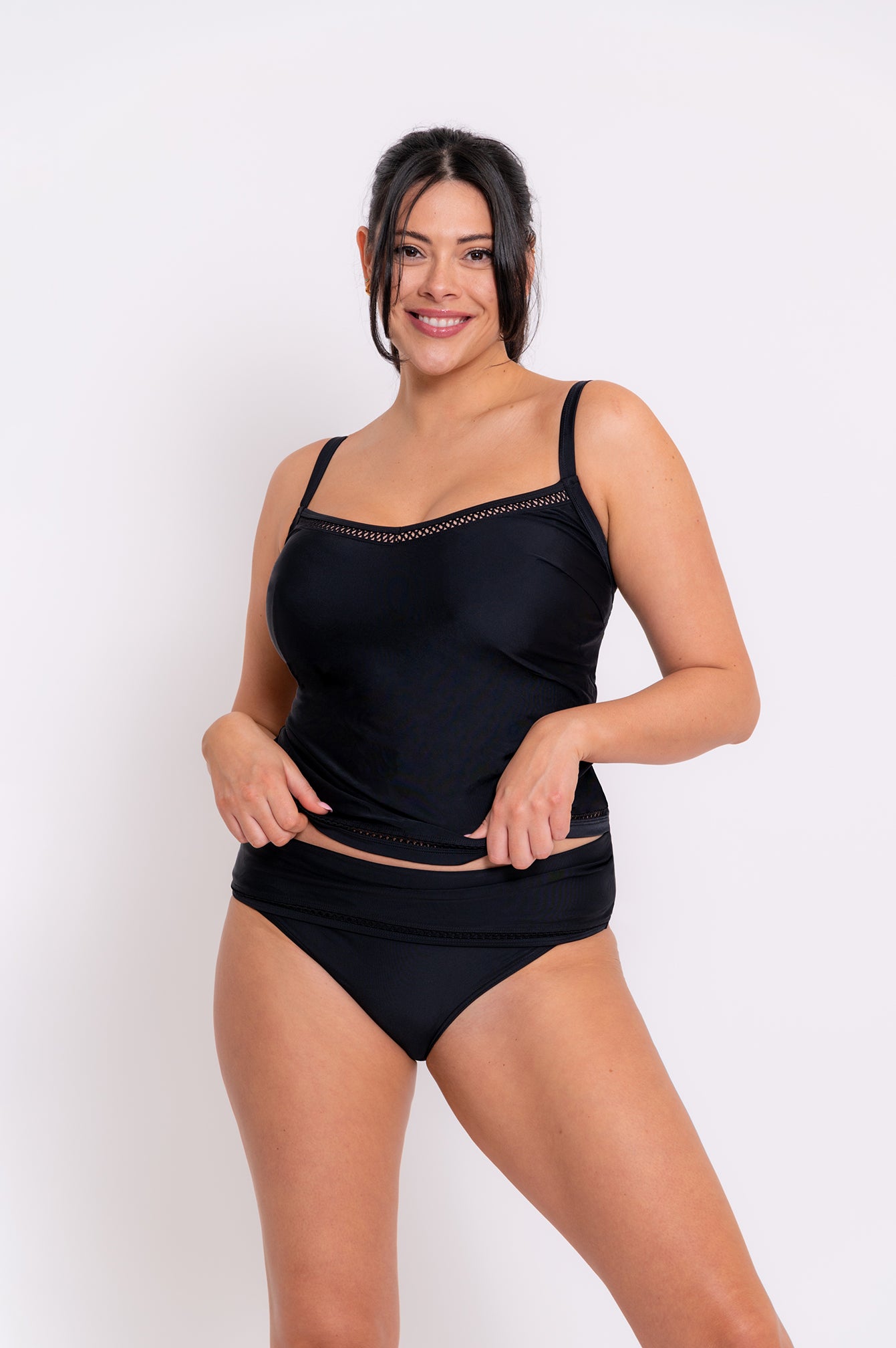 First Class Plunge Tankini Multiway Top In Black - Curvy Kate