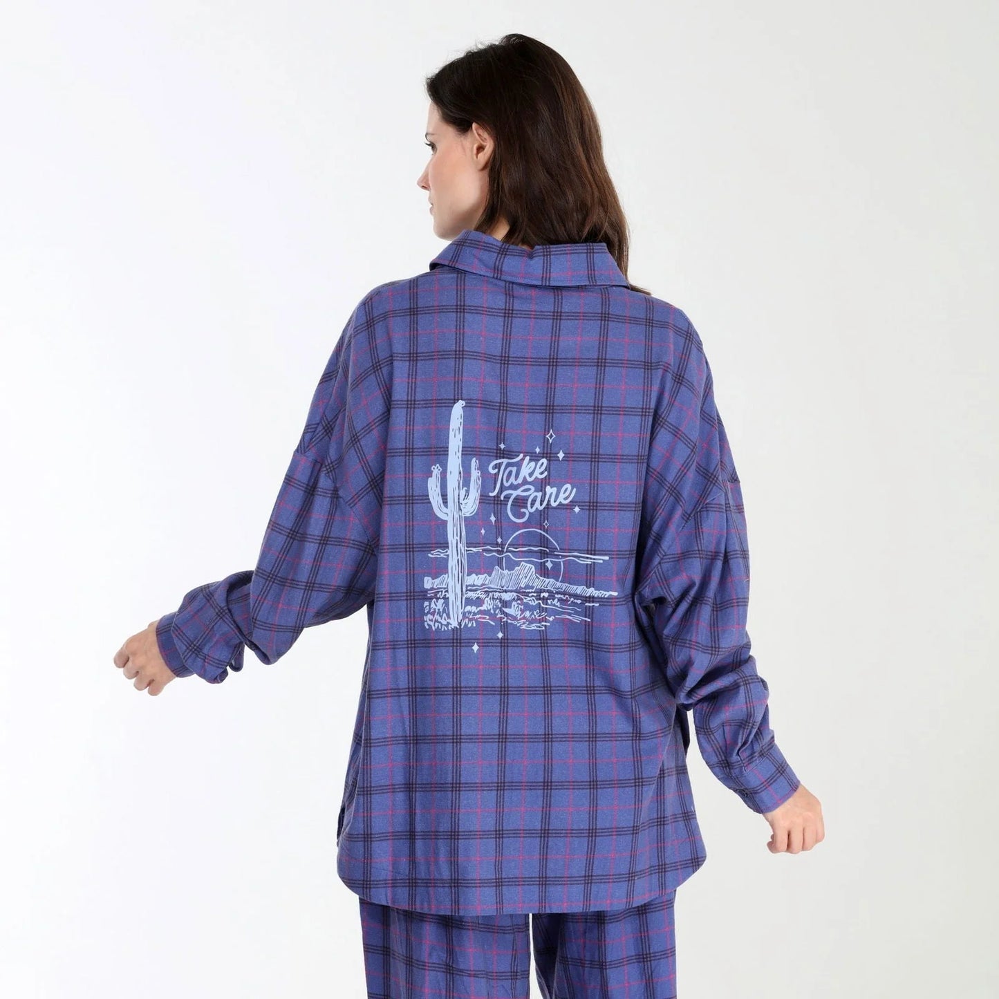 Golden Hour PJ Set In Indigo Plaid - Honeydew Intimates