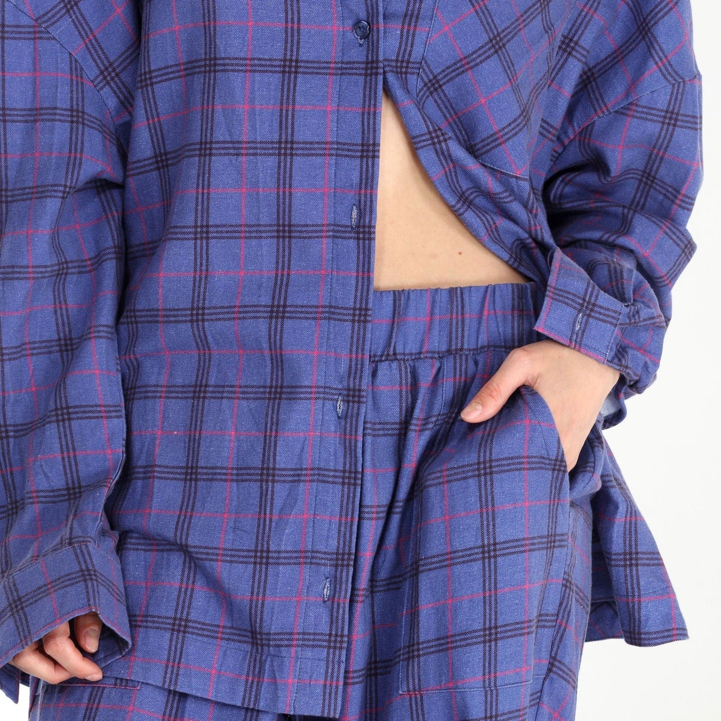 Golden Hour PJ Set In Indigo Plaid - Honeydew Intimates