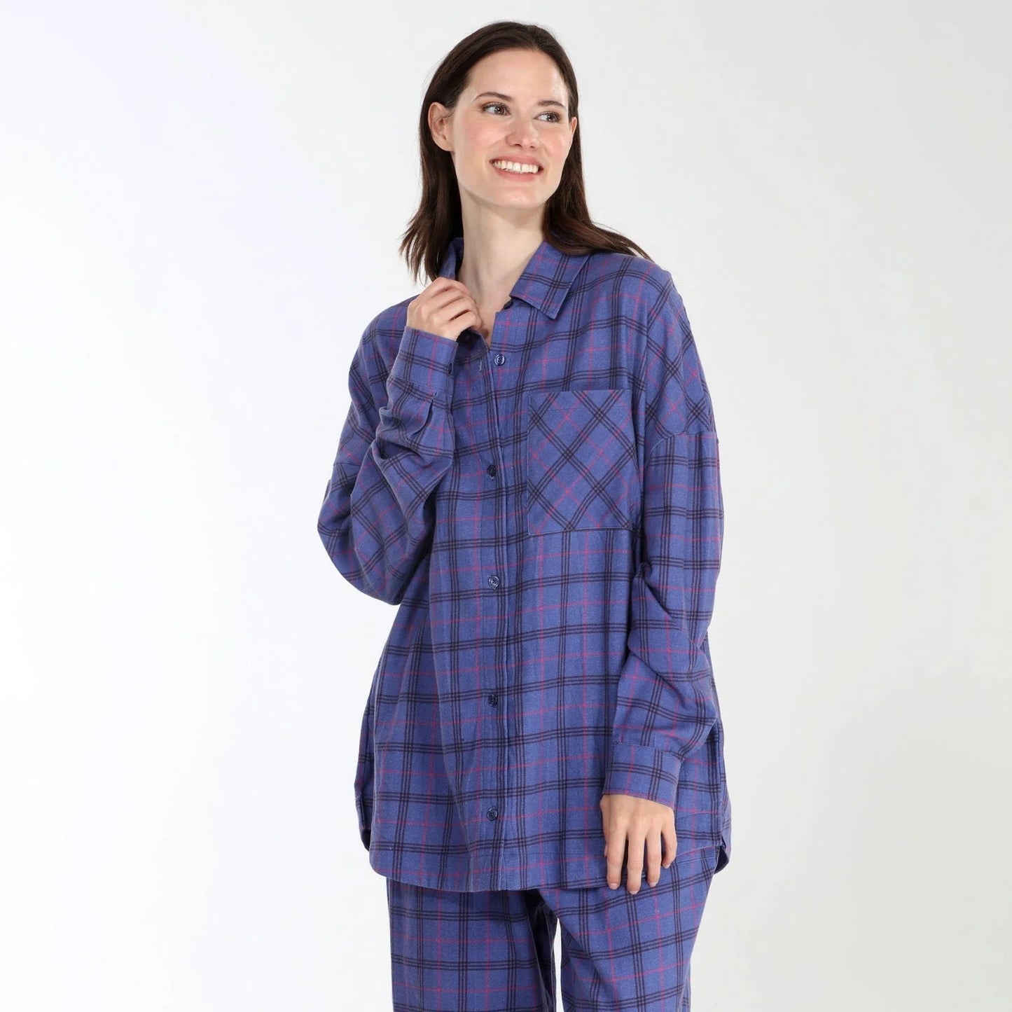 Golden Hour PJ Set In Indigo Plaid - Honeydew Intimates