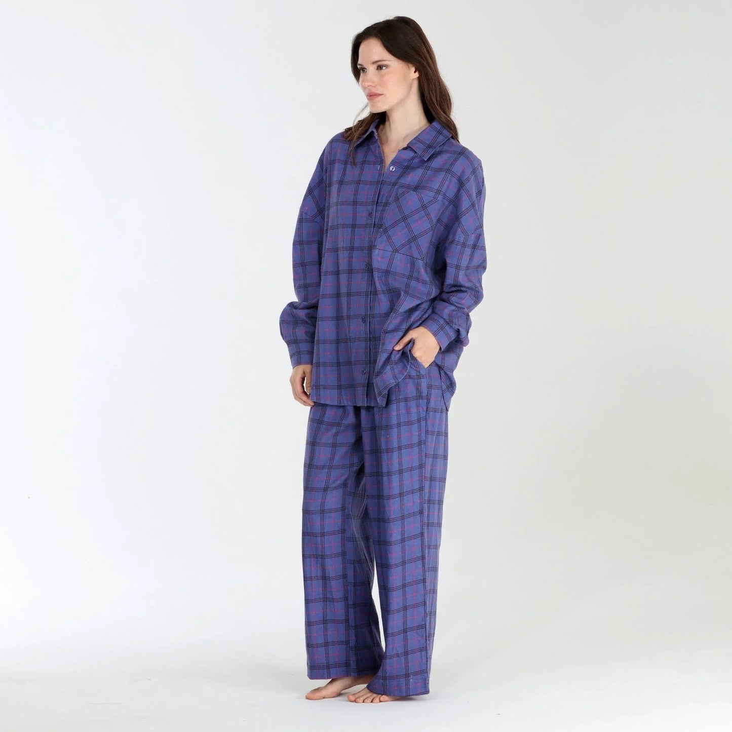 Golden Hour PJ Set In Indigo Plaid - Honeydew Intimates