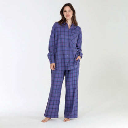 Golden Hour PJ Set In Indigo Plaid - Honeydew Intimates