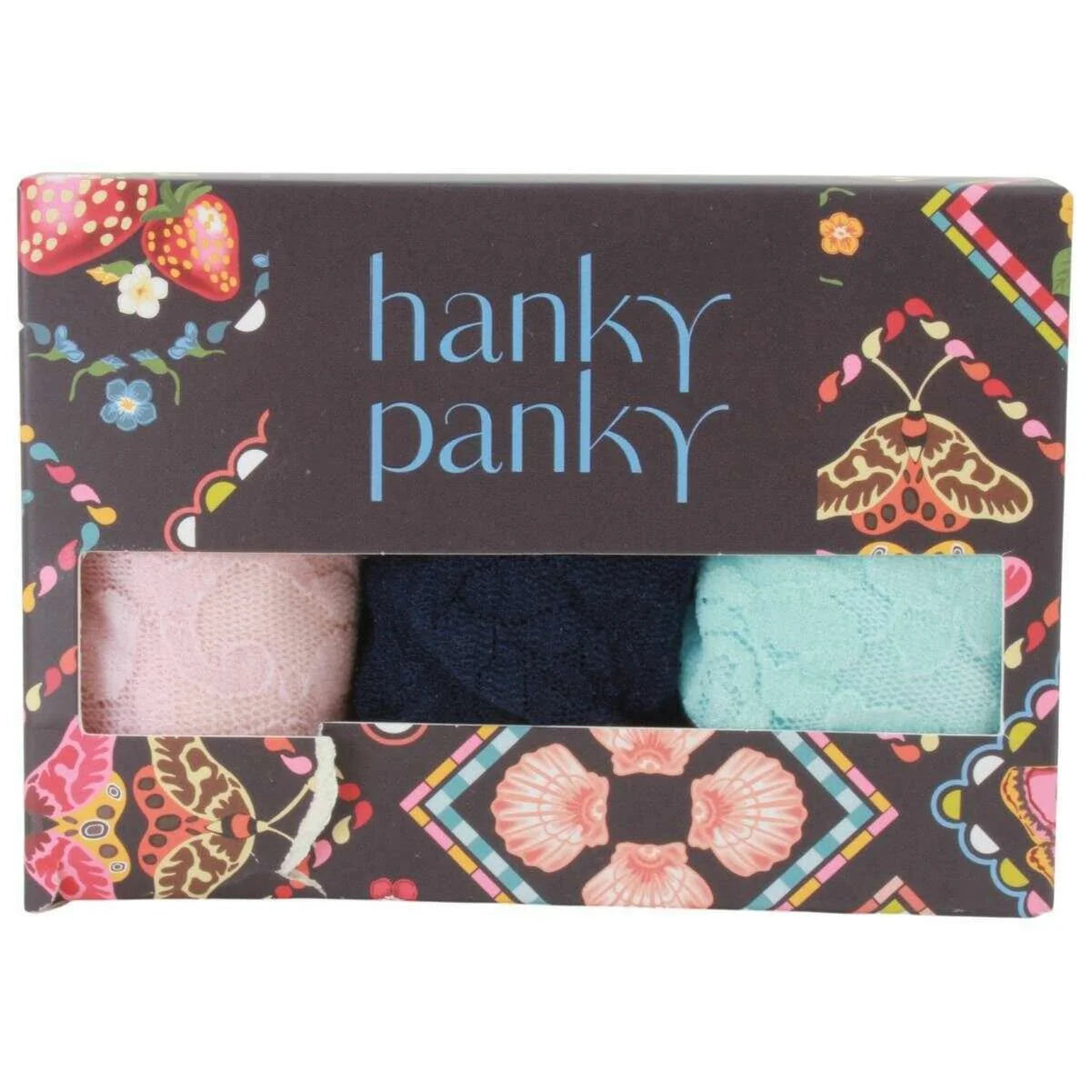 3 Low Rise Thongs in Blushing Rose/Navy/Celeste Blue - Hanky Panky