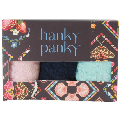 3 Low Rise Thongs in Blushing Rose/Navy/Celeste Blue - Hanky Panky