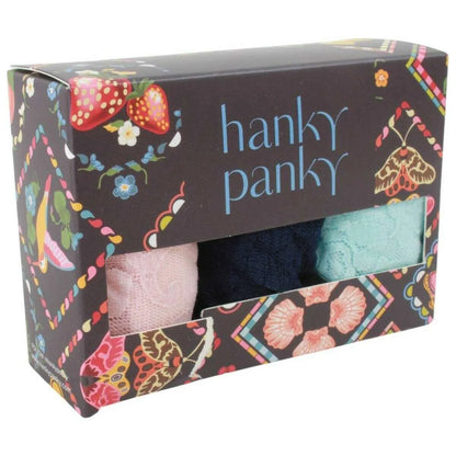 3 Low Rise Thongs in Blushing Rose/Navy/Celeste Blue - Hanky Panky