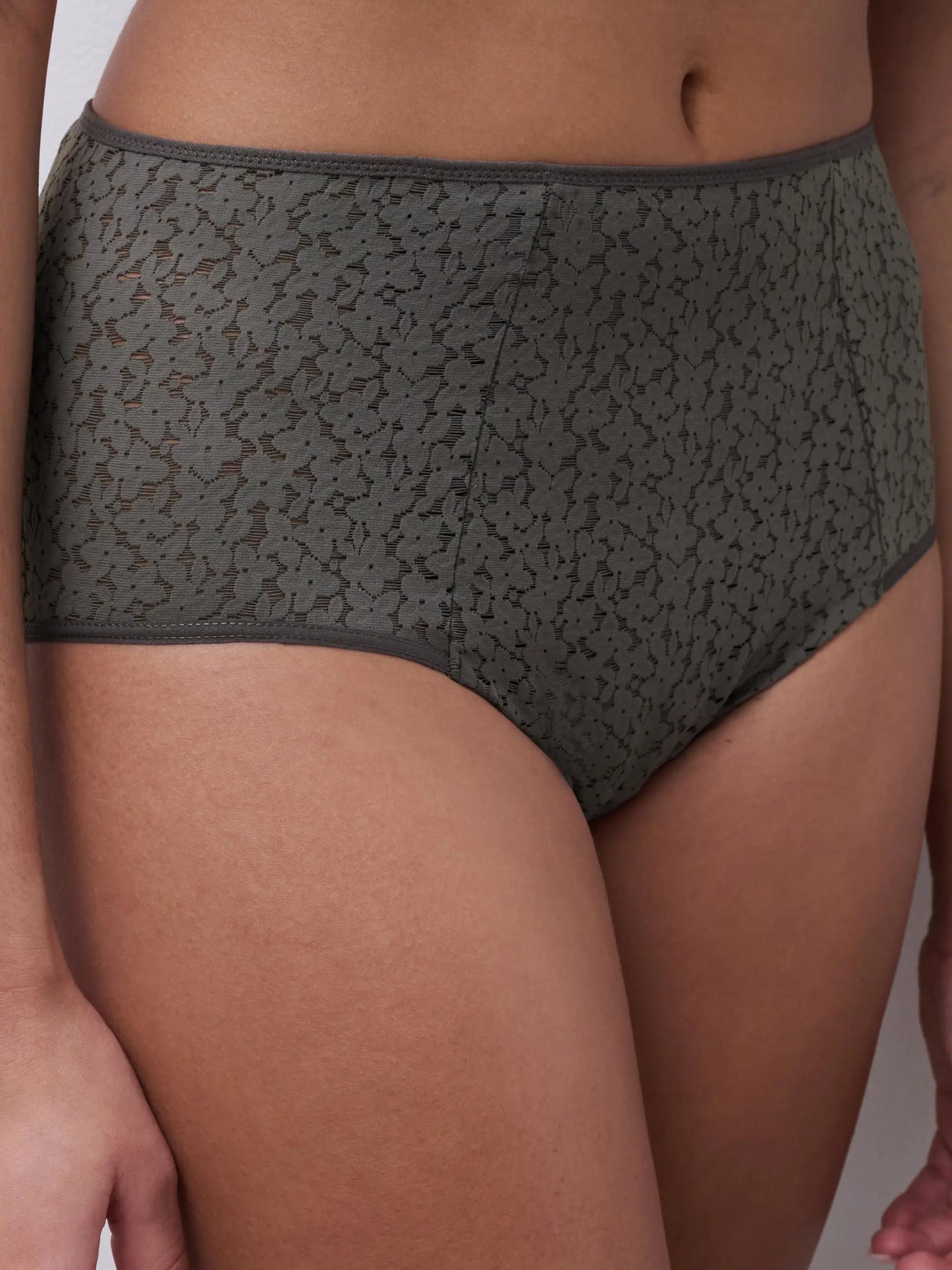 Norah High Waist Brief In Vert Argile - Chantelle