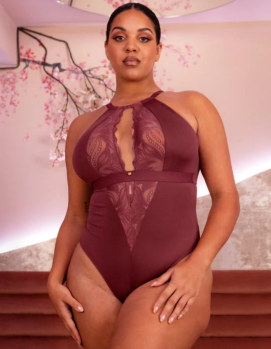 Scantilly Indulgence Stretch Lace Body In Oxblood - Curvy Kate