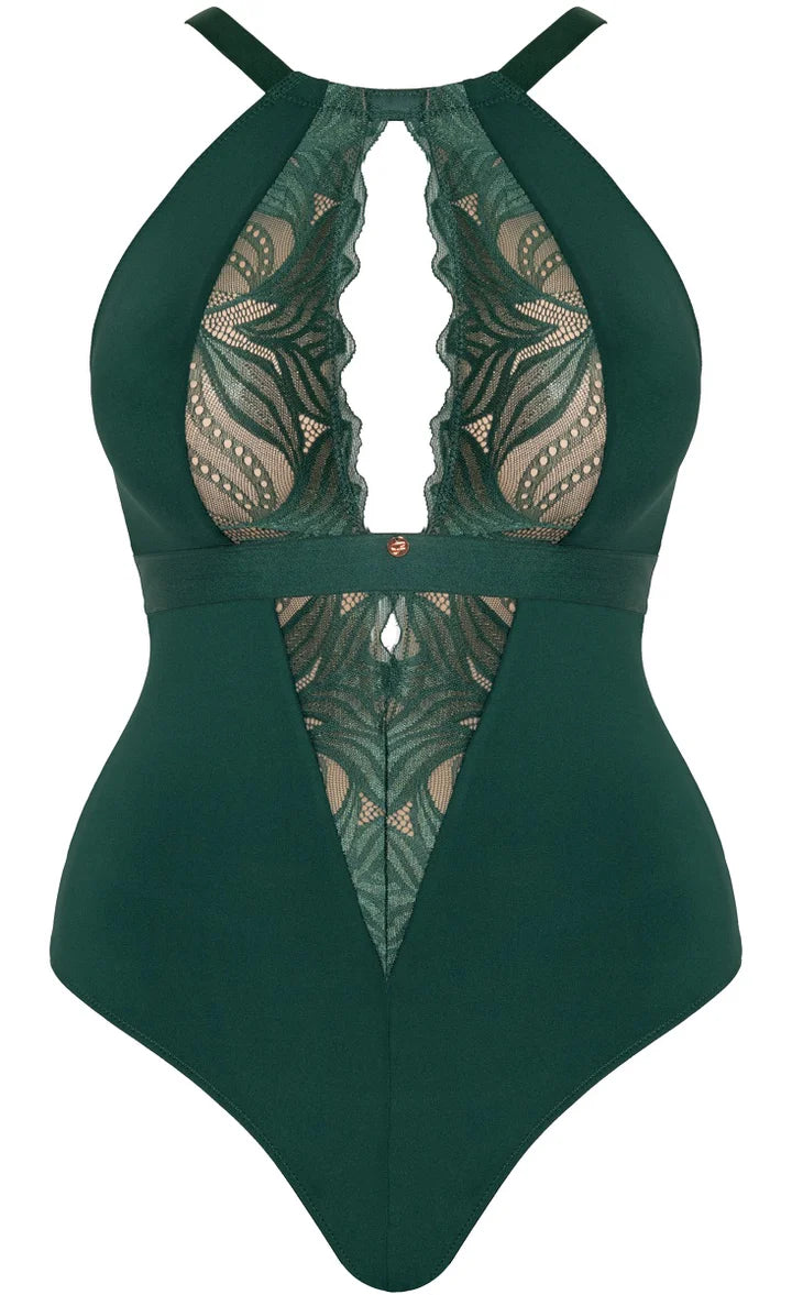 Scantilly Indulgence Stretch Lace Body In Emerald - Curvy Kate