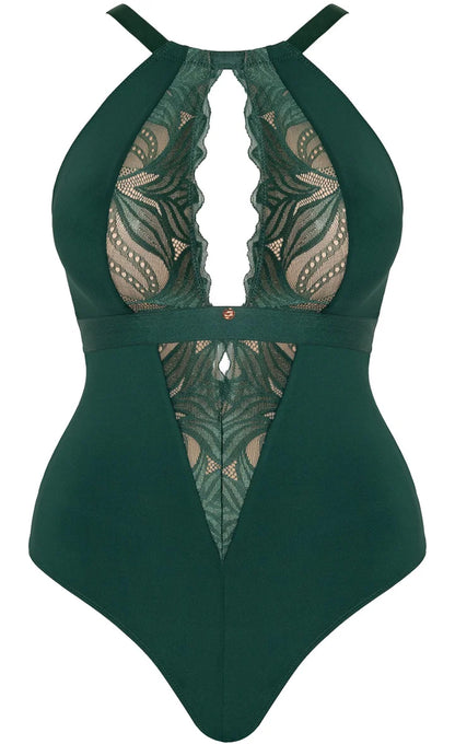 Scantilly Indulgence Stretch Lace Body In Emerald - Curvy Kate