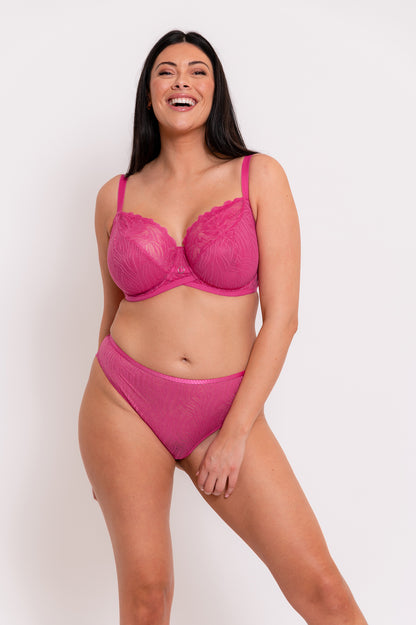 Lace Daze Balcony Bra In Lipstick Pink - Curvy Kate