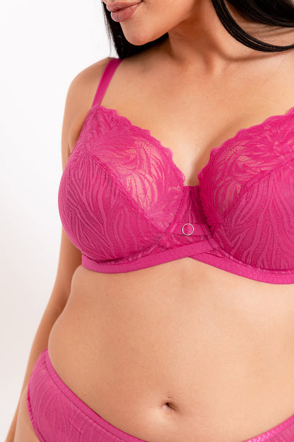 Lace Daze Balcony Bra In Lipstick Pink - Curvy Kate