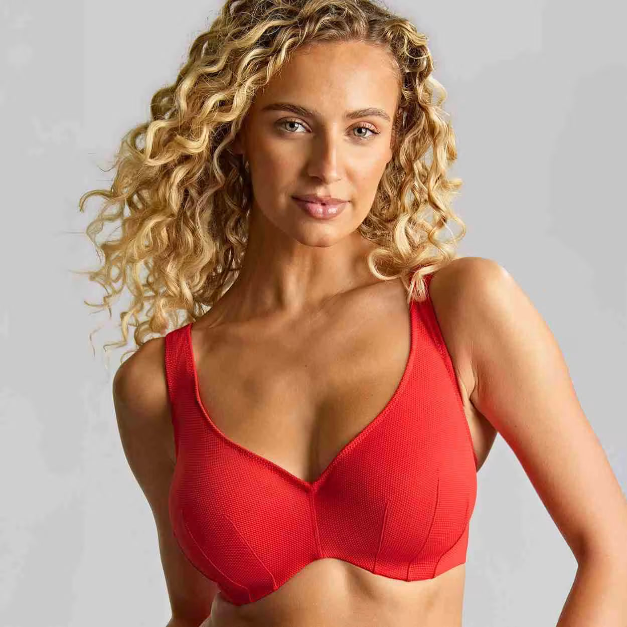 Aurora Jennifer Plunge Bikini Top In Aurora Red - Panache