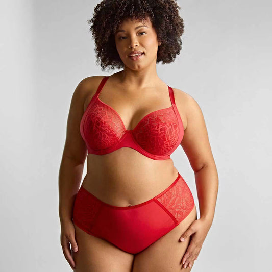 Sophia Plunge Bra In Red - Sculptresse