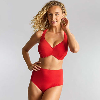 Aurora Jennifer Plunge Bikini Top In Aurora Red - Panache