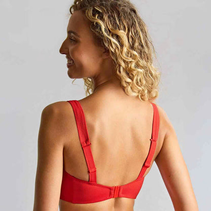 Aurora Jennifer Plunge Bikini Top In Aurora Red - Panache