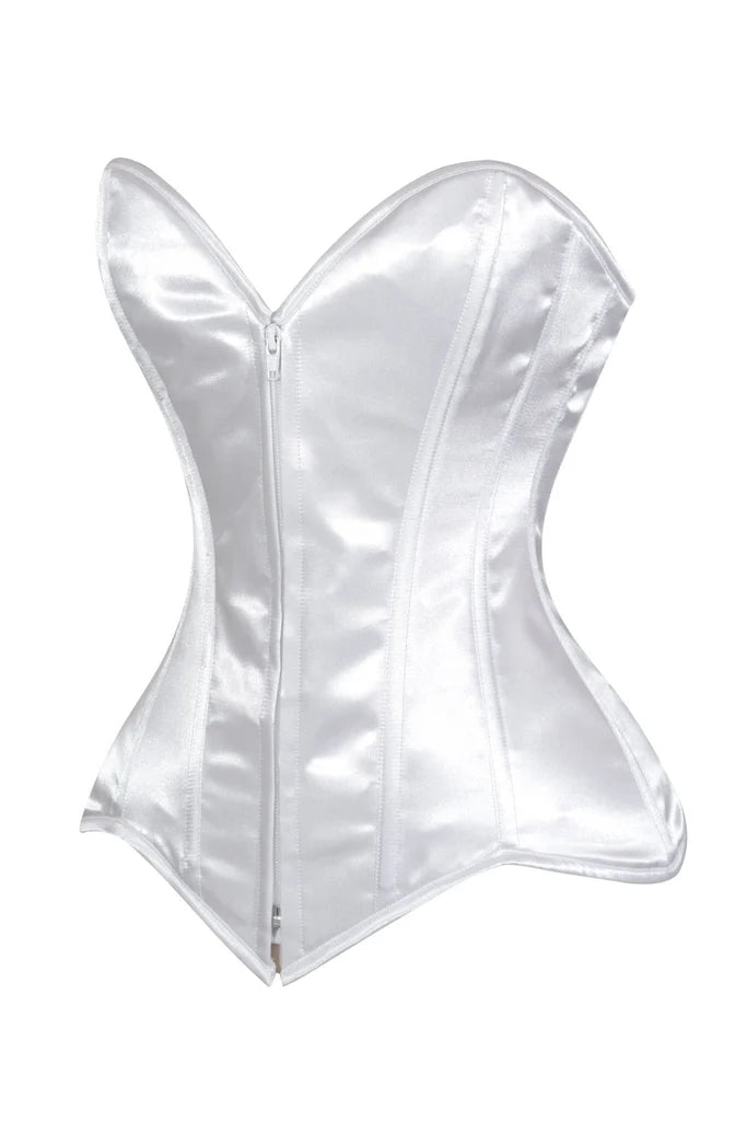 Lavish Satin Front Zipper Overbust Corset - Daisy Corsets