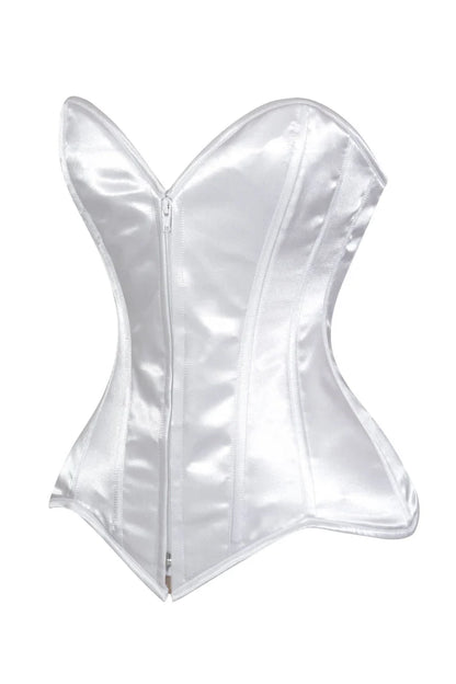 Lavish Satin Front Zipper Overbust Corset - Daisy Corsets