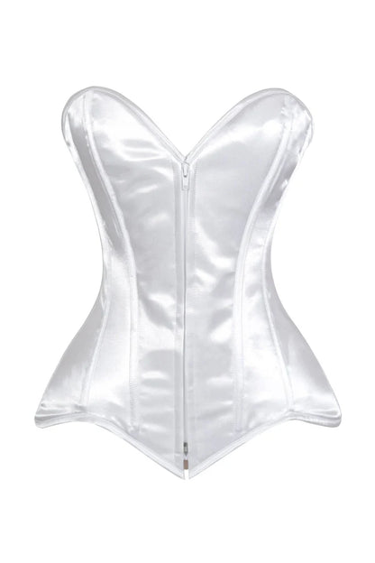Lavish Satin Front Zipper Overbust Corset - Daisy Corsets