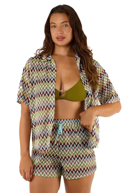 Zig Zag Crochet Beach Shirt - Wolf & Whistle