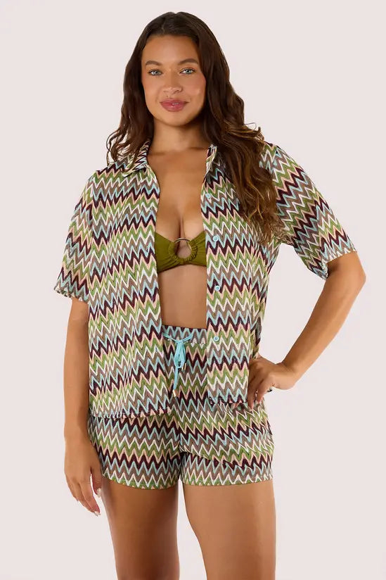 Zig Zag Crochet Beach Shirt - Wolf & Whistle