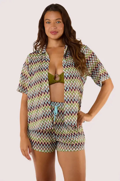 Zig Zag Crochet Beach Shirt - Wolf & Whistle