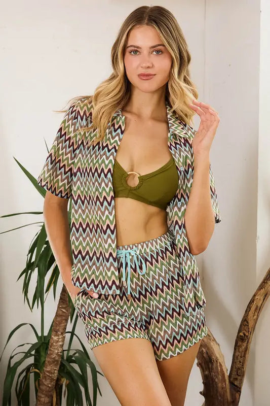 Zig Zag Crochet Beach Shorts - Wolf & Whistle