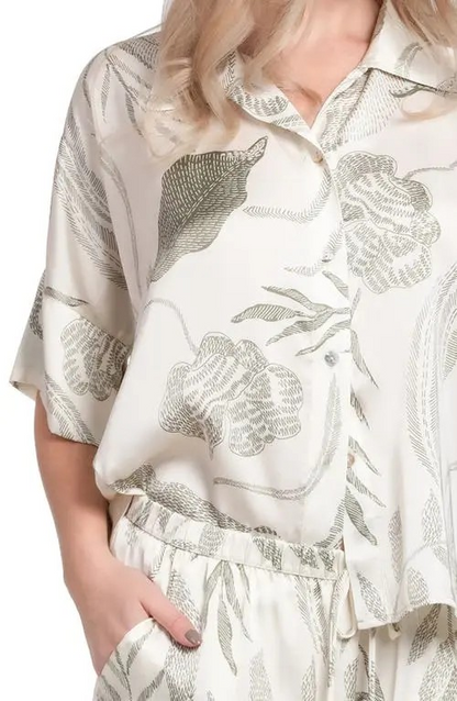 Emma Seagrass Pajama Set In Seagrass Cream - Midnight Bakery