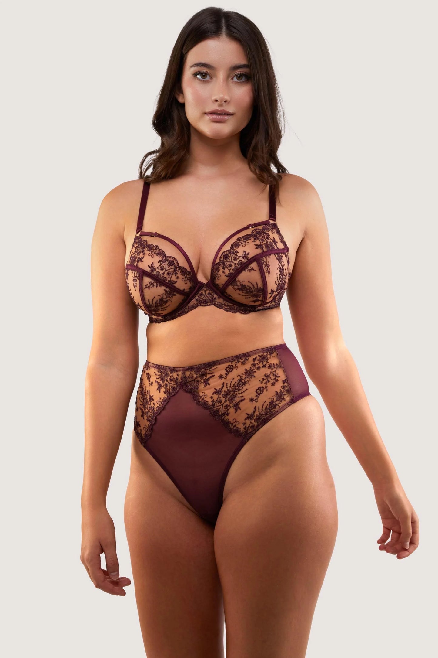 Cassia Custom Embroidery Bra In Wine - Playful Promises