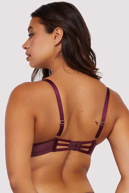 Cassia Custom Embroidery Bra In Wine - Playful Promises