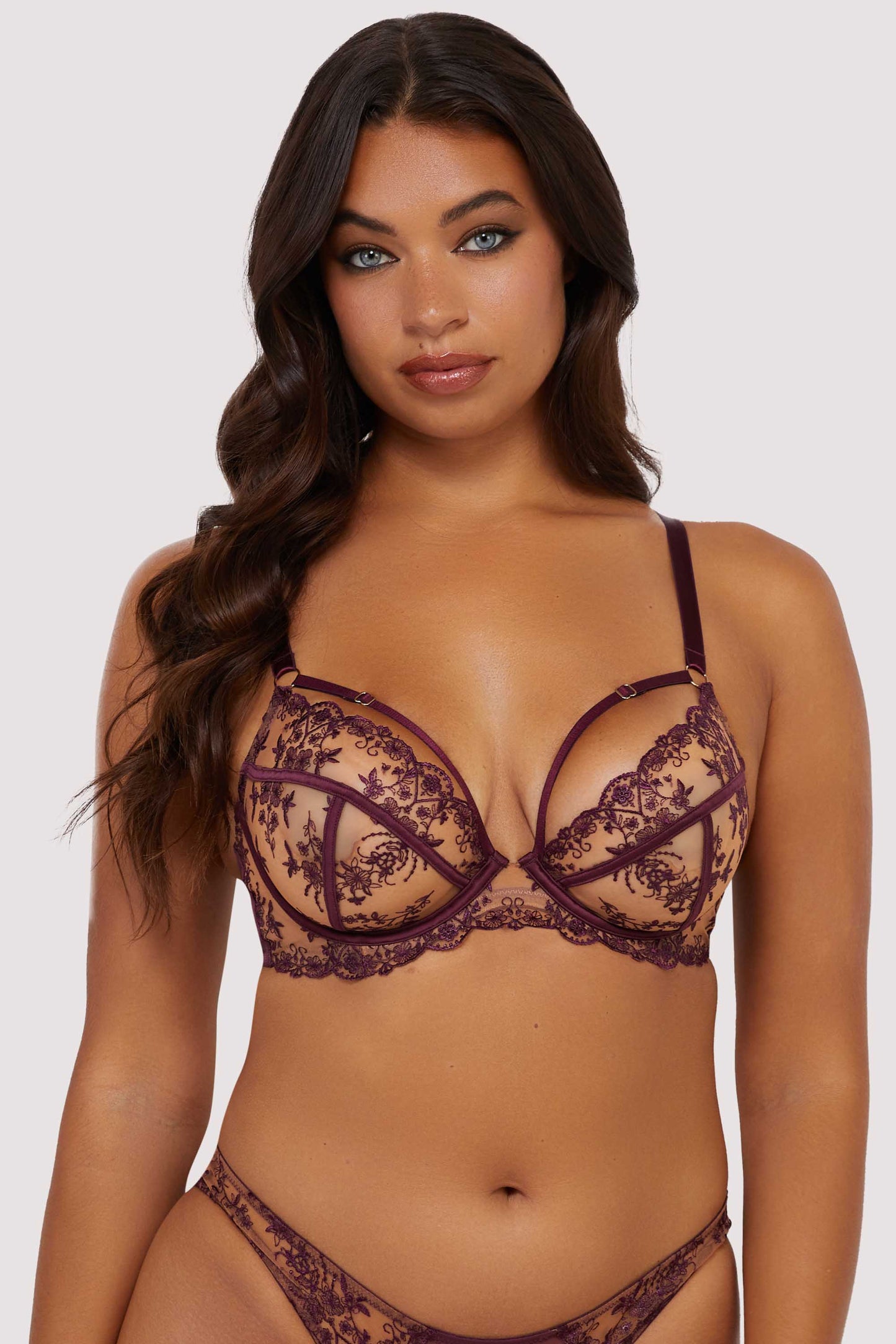 Cassia Custom Embroidery Bra In Wine - Playful Promises