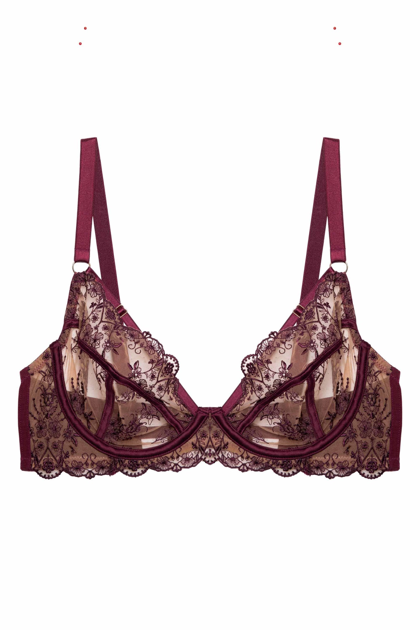 Cassia Custom Embroidery Bra In Wine - Playful Promises