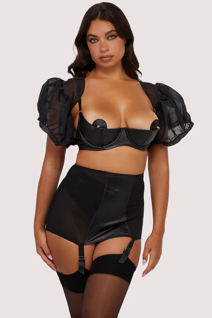 Iris Leatherette Quarter Cup Open Bra - Playful Promises