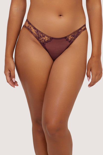 Cassia Custom Embroidery Cut Out Brief In Wine - Playful Promises