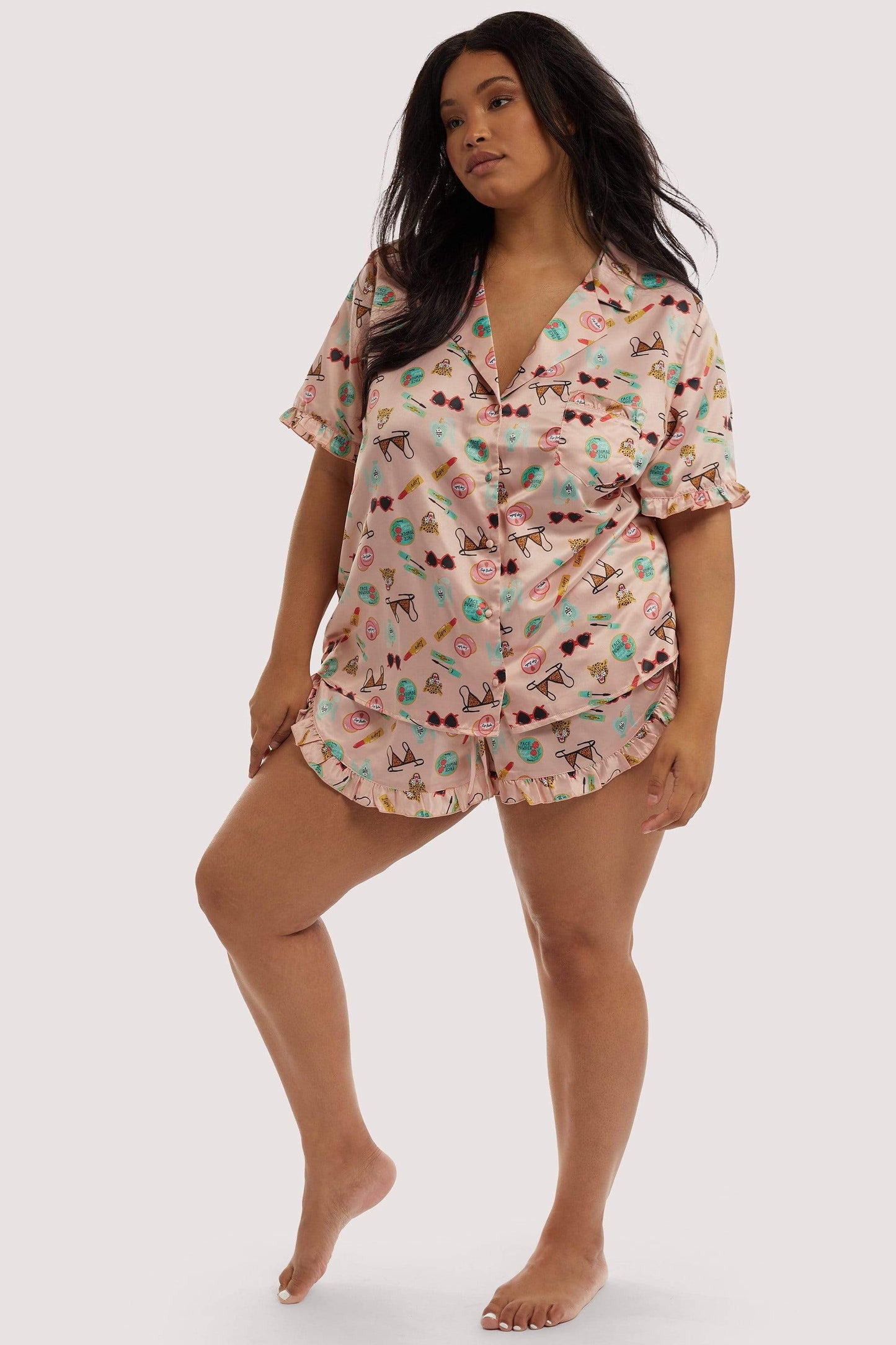 Bodil Jane Recycled Satin Short Sleeve Top - Playful Promises