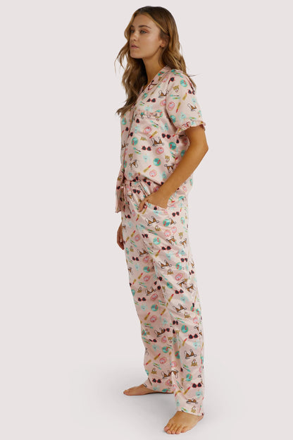 Bodil Jane Recycled Satin Short Sleeve Top - Playful Promises