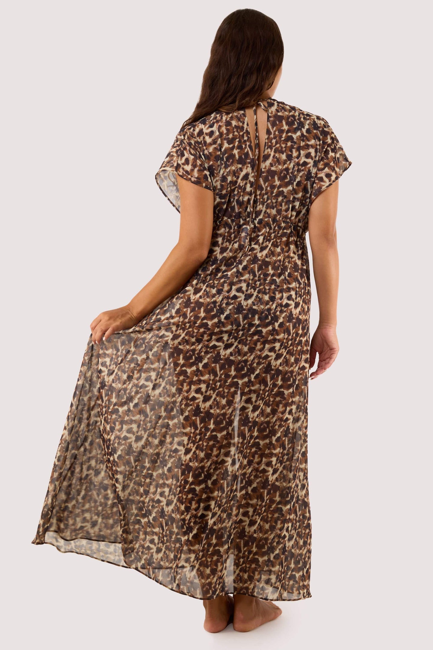 Animal Print Georgette Long Beach Kaftan - Wolf & Whistle