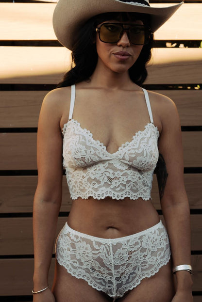 The Lace Hipster in White - Kilo Brava