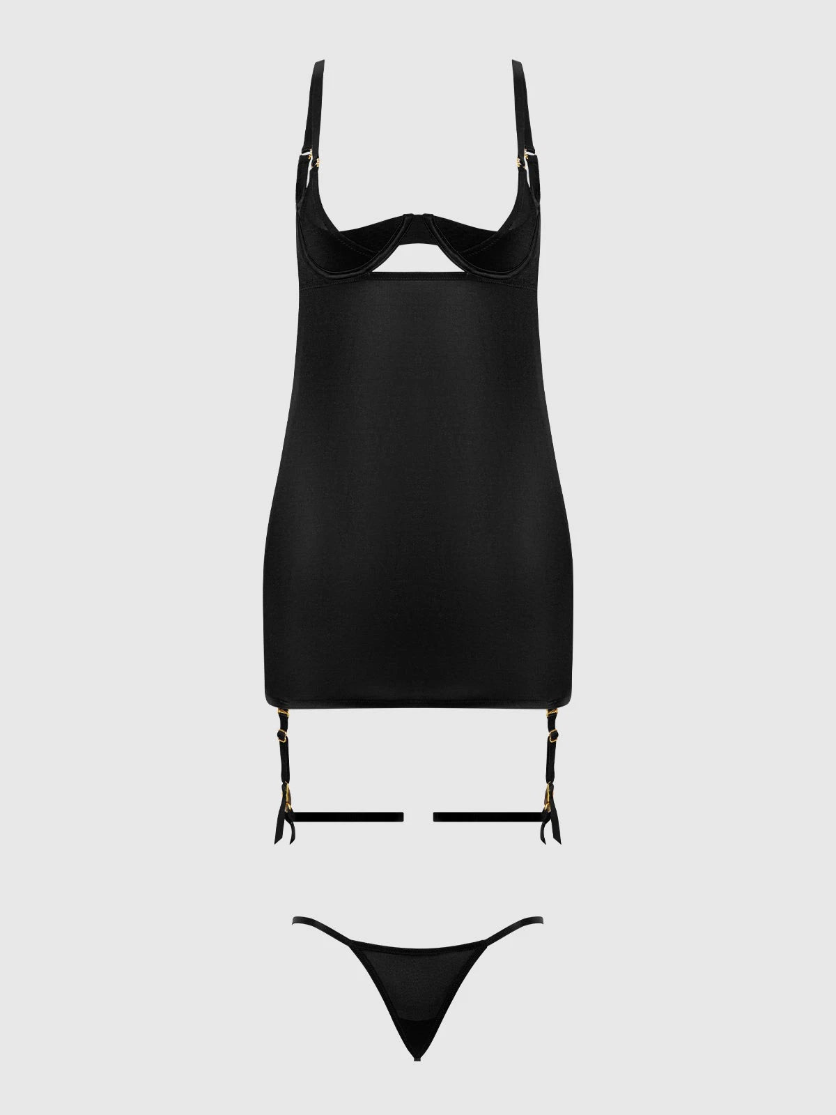 Yasmine Shine Mesh Open Cup Babydoll - House of Desire