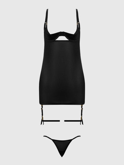 Yasmine Shine Mesh Open Cup Babydoll - House of Desire